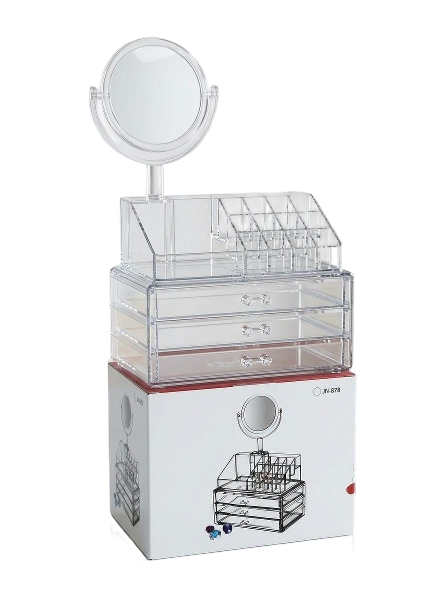 All In One Makeup Organizer Box With Mirror