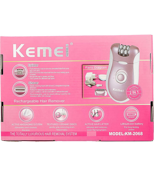 Kemei 2 in 1 Rechargeable Hair Remover Epilator / Shaver KM 2068