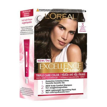 Loreal Paris - Excellence Crème Hair Color - 3 Dark Brown