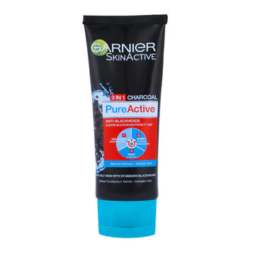 Garnier 3 In1 Pure Active Charcoal Face Wash Mask Scrub 100 ML