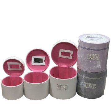 3PC Love Jewellery Box & Makeup Box