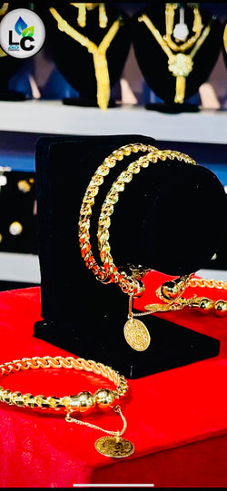 (2pc) Kara Gold Platted Fancy Bangle For Girls&Women's