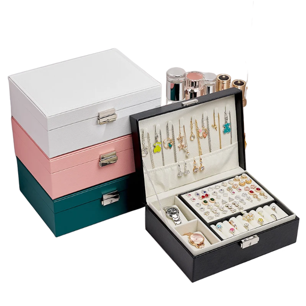 Double Layer Jewelry Box Jewelry Organizer Necklace Earring Bracelet (Single)