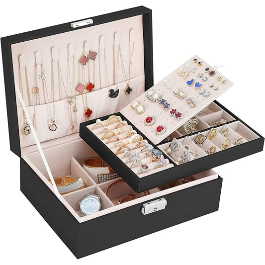 Double Layer Jewelry Box Jewelry Organizer Necklace Earring Bracelet (Single)